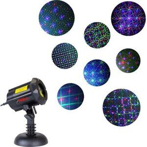 8 Patterns in 1 Red, Green, and Blue Outdoor Christmas Laser Lights Projector